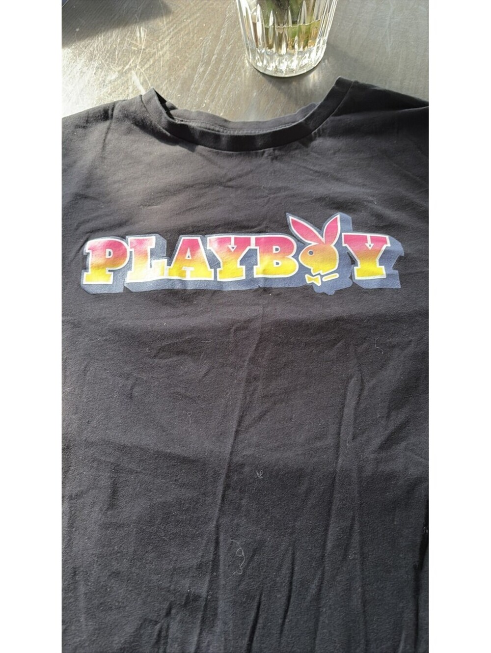 Playboy x PacSun Graphic T Shirt Men's Medium Black Neon Bunny Logo
